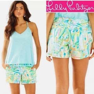 Lily Pulitzer Callahan 5” Inseam Tropical Printed 100% Cotton Shorts Size 16